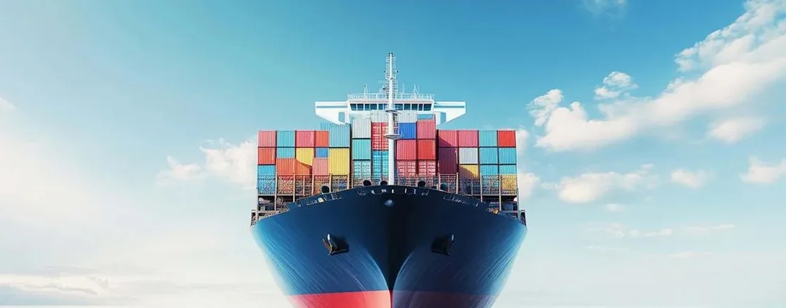 A cargo container being loaded into the nose of a freight aircraft